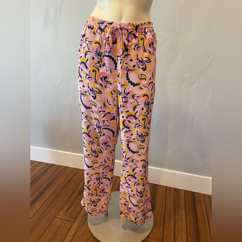 NWT women’s 100% silk J.Crew Paisley, print drawstring pants size 8